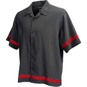 No Bounderies Black Red Button Up Tribal sleeve Shirt Men's Size  XL Great Cond.